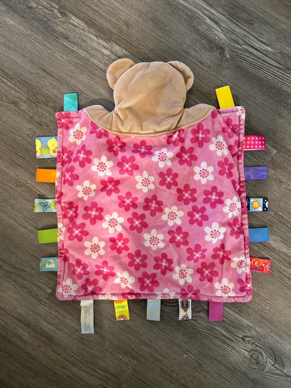 Taggies Bear Butterfly Hearts Pink Flowers Security Blanket/Lovey - Picture 3 of 3